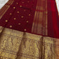 Majestic Kanchipuram silk saree with burnished gold body and maroon selvedge accents