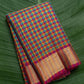 Kanchipuram silk saree in baby berry pink with antique gold border Paalum Pazhamum weave folded view