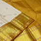 Warm Ivory Handwoven Pure Silk Kanchipuram Saree with Bavanji Border and Mayil Chakram, pallu detail