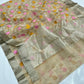 Champagne beige Chanderi handloom saree from Idam Living