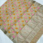 Champagne Katan Silk Chanderi saree with delicate floral pattern