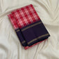 Deep navy Rettapet border of berry kattam Kanjivaram saree with twin parallel gold zari lines