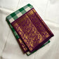 Betel Leaf Green Checked Handwoven Pure Silk Kancheepuram Saree with Deep Plum Korvai Vanasringaram Pallu
