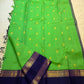 Bird-on-branch zari pallu on handwoven Kanjivaram silk saree