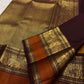 Biscuit Brown pure silk KanchiPattu saree, Butta weave with Deep Aubergine border — additional detail view