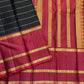 Arakku red pallu with repeated vertical zari bands and traditional ornamental details