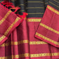Vintage-inspired black and red Pure Silk Kanjipuram saree with temple-colour palette