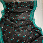 Turquoise and silver-toned woven details on midnight-black Chanderi silk