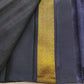 Black Handwoven Pure Silk Kanjipuram Saree with Multicolour Ettukol Temple Border