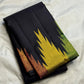 Black Ettukol Kanchipuram silk saree with multicolour detail