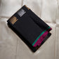 Black handwoven pure silk Kanjivaram saree with gold-silver panel and black border — Idam Living