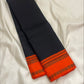 Deep Black and Vermilion Orange Handwoven Pure Silk Kanjivaram Pattupet Saree with Thread-Woven Border