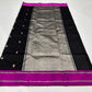Black Pattu Silk handwoven Chanderi saree