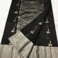 Black Handwoven Pattu Silk Chanderi Saree with Silver Zari Border and Reed Motif Pallu