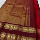 Deep Kanchana brown Pure Silk Kanjipuram Rettapet saree with Arakku red kamalam gold zari border, detail view 5