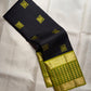 Black Handwoven Pure Silk Kanchi Pattu Saree with Olive Gold Rettapet Border