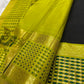 Black Handwoven Pure Silk Kanchi Pattu Saree with Olive Gold Rettapet Border