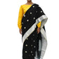Metallic silver-grey linear weaving in Chanderi pallu