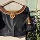 Black Tanjore Treasure pure silk hand-embroidered blouse by Idam Living
