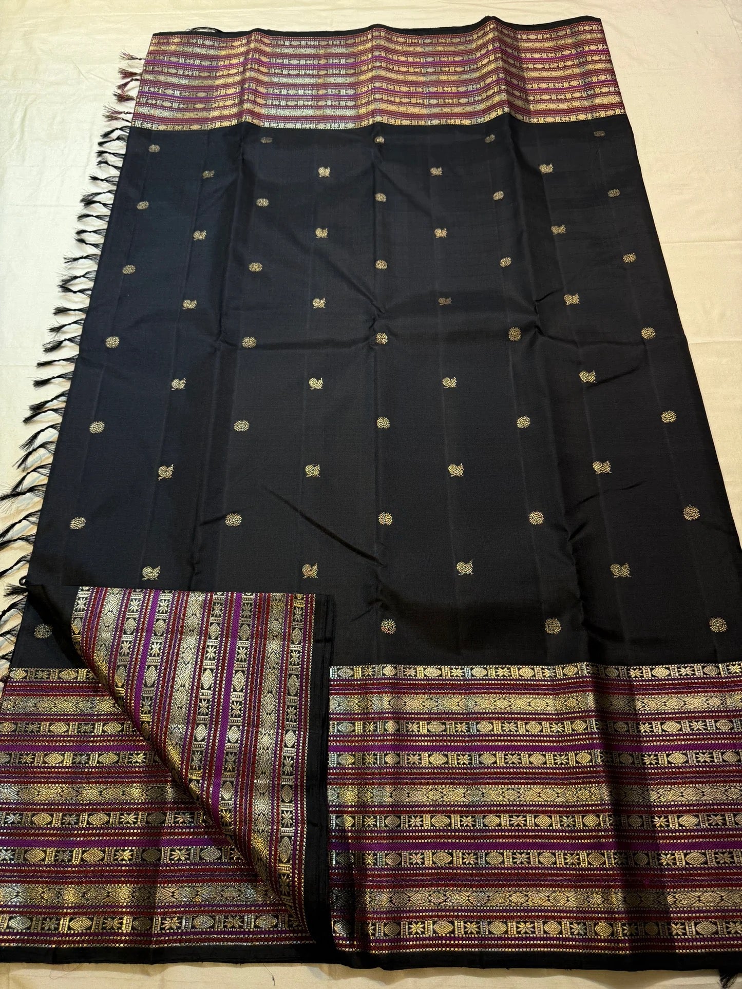 Multi-band Varisaipet border layering silk thread and zari