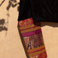 Black velvet patchwork blouse with Banarasi Kimkhwab silk sleeves, close view