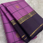 Dusty Mauve pure silk Kanchipuram saree — black zari border