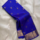 Neelam Blue pure silk Kanchipuram Butta saree, full saree, with gold zari details
