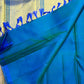 Mayil Kazhuthu blue Ettukol pure silk Kancheepuram saree with gold temple peaks – view 1