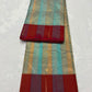 Deep-red Chanderi border with muted plum rectangular details