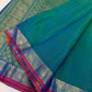 Peacock Blue Handwoven Pure Silk KanchiPattu Saree with Small Gold Buttas & Petite Zari Elephant Border