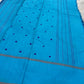 Mayil Kazhuthu blue-green border detail, royal-blue Kanjipuram saree