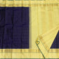 Neelam Blue Handwoven Pure Silk KanchiPattu Kanchi Kattam Saree with Kaal Irangiya Ivory Gold Border