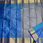 Ramar Blue Pure Silk Kanchipuram Vairaoosi Saree with Silver Zari Pettu