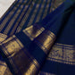 Royal Sapphire Blue Kanchipuram silk saree Rettapet gold zari border