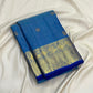 Ramar Blue Pure Silk Kanchipuram Vairaoosi Saree with Silver Zari Pettu