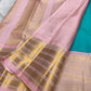 traditional tested zari detail on turquoise blue Kanchipuram silk saree