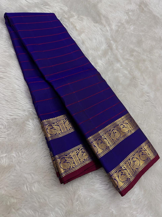 ink blue silk saree rt-vh draped view