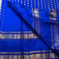 Royal Blue Kanjivaram Rettapet saree with broad antique gold Yanai zari border