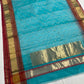 Handwoven aquamarine-blue Chanderi silk saree