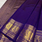 Deep Blue and Lavender Shot Colour Handwoven Pure Silk Kanchipuram Saree with Mayil Zari Border