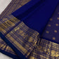 Royal blue Kanjipuram saree, gold zari checks and zari buttas detail