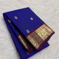Royal Blue and Plum pure silk Kanchipuram Butta saree, view 3