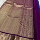 Close view of Royal Blue Kanchipuram silk with traditional gold zari buttas.