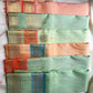 Blush Peach Kanjipuram silk saree — full front view, rettapet weave — Idam Living