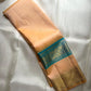 Blush Peach Kanjipuram silk saree draped, full length view — Idam Living