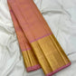 Blush Peach Kanchi Pattu saree antique gold zari border with lilac-pink selvedge