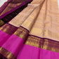 Body close-up of blush peach Kanjivaram saree showing fine zari lines