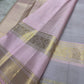 Misty Lavender-Grey Handwoven Pure Silk Kanchipuram Saree with Blush-Pink Rettapet Border and Gold Zari Buttas