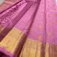 Blush Pink Handwoven Pure Silk Kancheepuram Saree with Floral Butta and Gold Border