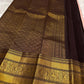 Blush pink Kanjipuram pure silk saree with Korvai chocolate brown border — Idam Living